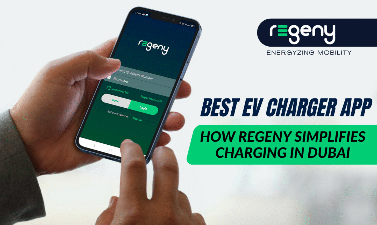 Regeny’s EV charger app showcasing a real-time map of charging stations with reservation and payment features.
